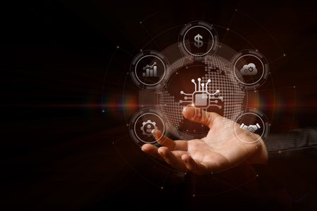 The concept of support for financial technologies and the digital economy.の写真素材