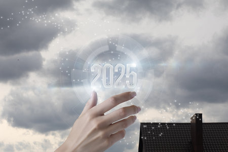 Future 2025 technologies and forecasts. A vision of the future approaching 2025.の写真素材