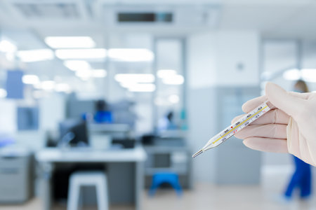 The concept of temperature monitoring and medical care in the hospital.