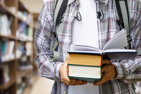 Student in the Library. The process of learning and academic life of students.の写真素材