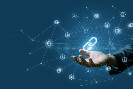 Concepts of data communication and integration. The concept of connecting data integration in the digital world.の写真素材