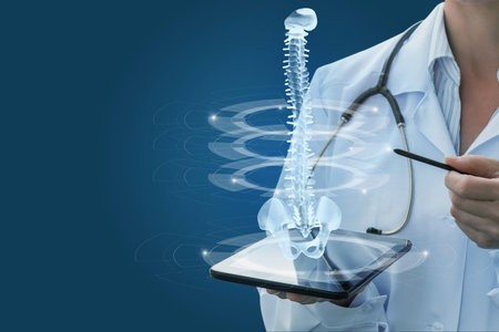 Digital Medicine The Future of Spine Diagnostics. The concept of medicine of the future.の写真素材