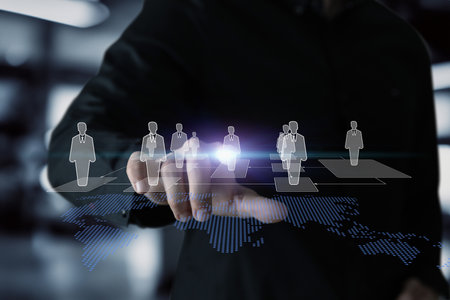Digital team HR management online. The concept reflects a modern approach to employee management through digital technologies.の写真素材