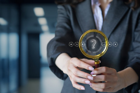 Search for a solution in business. The concept of the process of analysis and search for answers.の写真素材