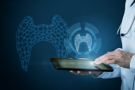 Thyroid care through technology. Modern approach to diagnosis and treatment of thyroid diseases.の写真素材
