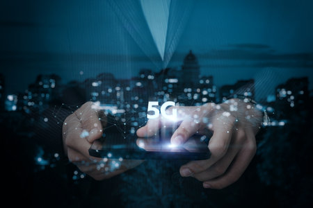 The future of communications 5G technology. Global connectivity and the transition to a digital future.の写真素材