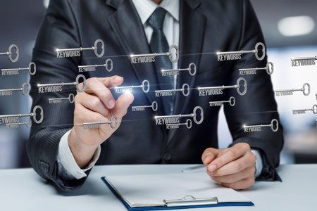 The Key to Digital Success. Understand the importance of keywords in the world of digital marketing SEO and strategic promotion.の写真素材