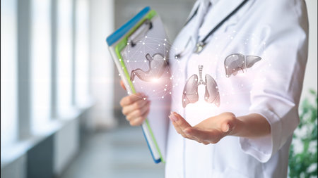 Digital diagnostics of organs. Modern medicine, which combines the professionalism of technology and high-precision diagnostics.の写真素材