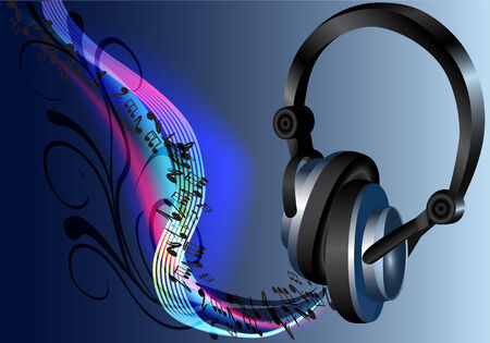background music headphones black  sound equipment  speaker illustration element pattern dynamic linesのイラスト素材