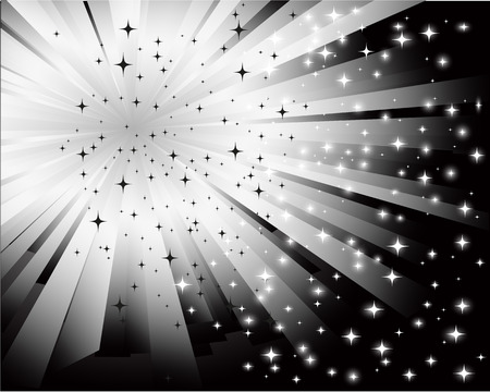 abstract black with white stars and radiatingのイラスト素材