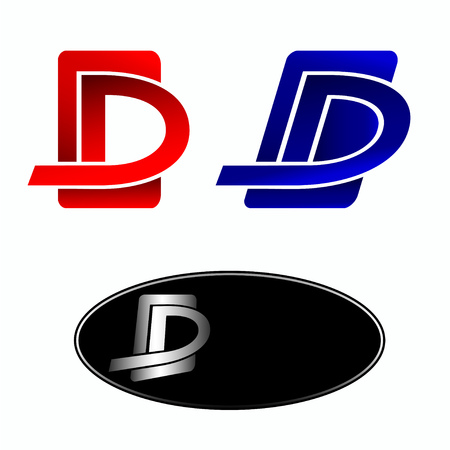 design element red and black letter d isolated on white backgroundのイラスト素材