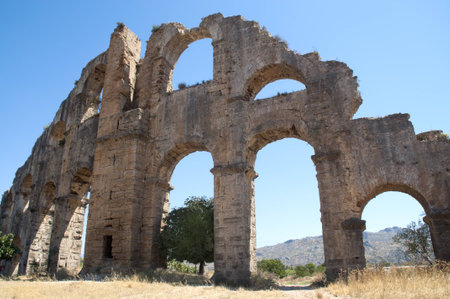 Ruins of aqueduct in Aspendosの写真素材