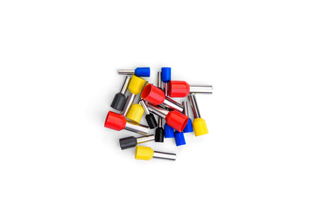 Colorful terminal assortment isolated on white background.