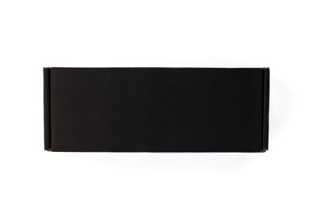 Black paper box isolated on white background. Mockup.の写真素材