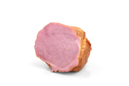 Sliced cold smoked meat isolated on white background.の写真素材