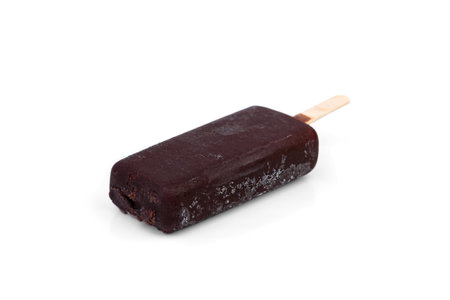 Popsicle ice cream with chocolate coating isolated on white background.の写真素材