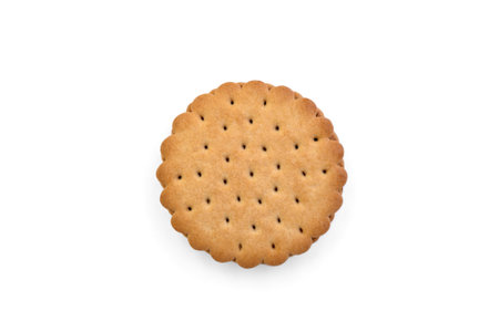 Sandwich cookie with chocolate cream isolated on white background.の写真素材