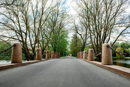 Old stone bridge in the park.の写真素材