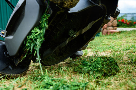 Close up of lawn mower blade.