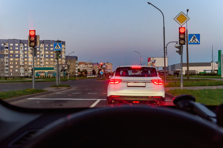 Adjustable pedestrian crossing with traffic lightsの写真素材