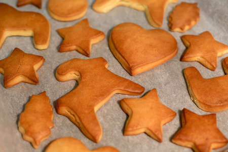Baking Christmas cookies close up.