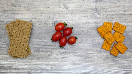 Food, Breakfast, sandwich. Tomatoes, bread, toast. Ingredients, cook. Vegan, vegetarian, proper nutrition.の写真素材