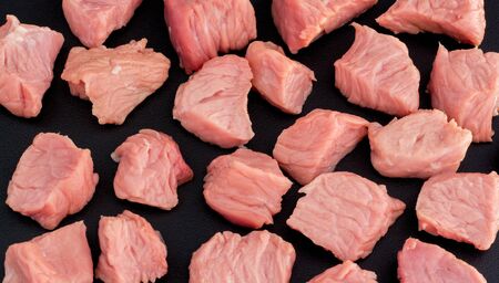 Sliced pieces of meat. Pork, beef, steak, cooking. Chopped meat. Menu, ingredients.