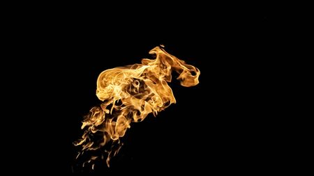 Fire flames on black background. fire on black background isolated. fire patternsの写真素材