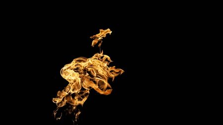 Fire flames on black background. fire on black background isolated. fire patternsの写真素材