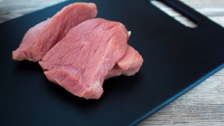 Pieces of raw meat. Ingredients for cooking. Lamb, pork, beef, lamb. Farming, eco-friendly productionの写真素材