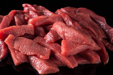 Pieces of raw meat. Ingredients for cooking. Lamb, pork, beef, lamb. Farming, eco-friendly productionの写真素材