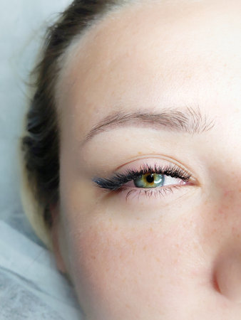 Lash extensions macro eye top viewの写真素材