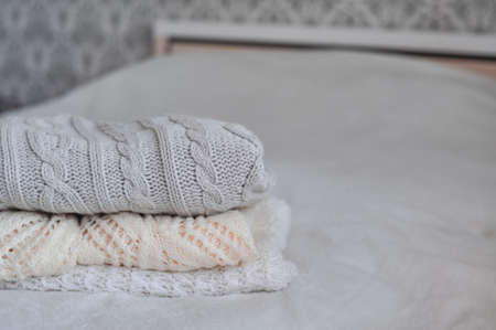 knitted warm comfortable and cozy sweater autumn and winter clothesの写真素材