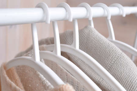 Close up of cozy warm sweaters copy spaceの写真素材