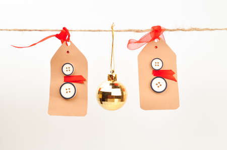 Cute Christmas decorations on white background copy spaceの写真素材