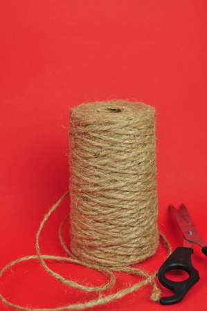 coil of rope for gift wrapping for Christmasの写真素材