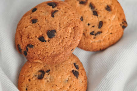 sweet crunchy cookies with dark chocolate for teatime copy spaceの写真素材