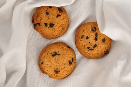 sweet crunchy cookies with dark chocolate for teatime copy spaceの写真素材