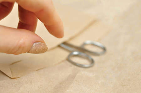 Sterile Scissors for manicure in craft bags. High quality photoの写真素材