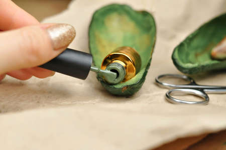 Green natural color of gel polish for manicure . High quality photoの写真素材