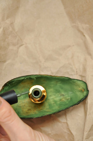 Green natural color of gel polish for manicure . High quality photoの写真素材