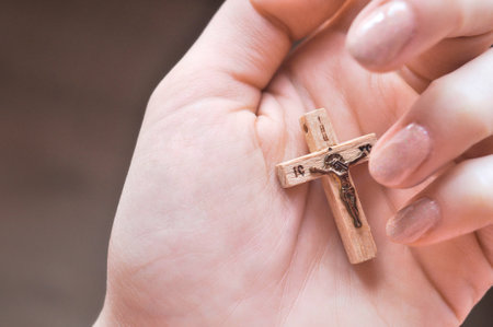 Orthodox Christ with crucifixion in hand .translation from Russian :Jesus Christの写真素材