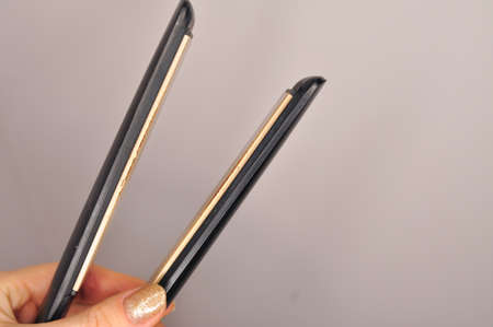 Equipment for hair stylist on black backgroundの写真素材