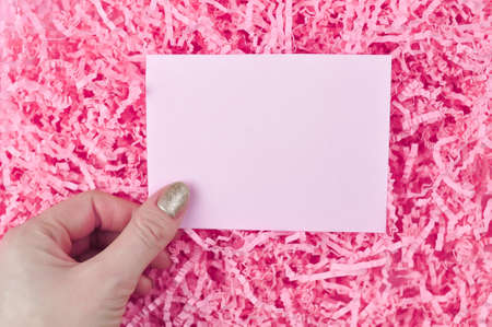 Page for inscription on pink background . High quality photoの写真素材