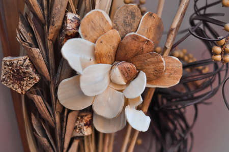 Close up of bouquet of brown dried flowers background and wallpaper . High quality photoの写真素材