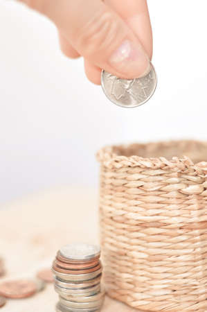 Close up of different coins money concept copy space . High quality photoの写真素材