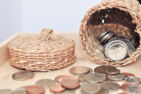 Close up of different coins money concept copy space . High quality photoの写真素材