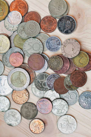 Close up of different coins money concept copy space . High quality photoの写真素材