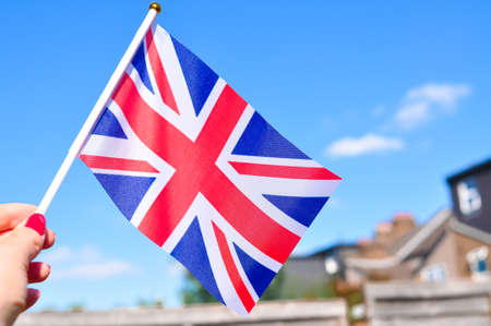 close up of national flag of Great Britain copy space.の写真素材