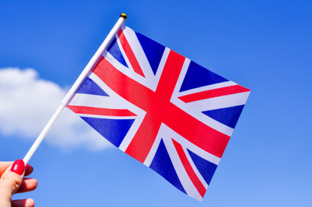 close up of national flag of Great Britain copy spaceの写真素材